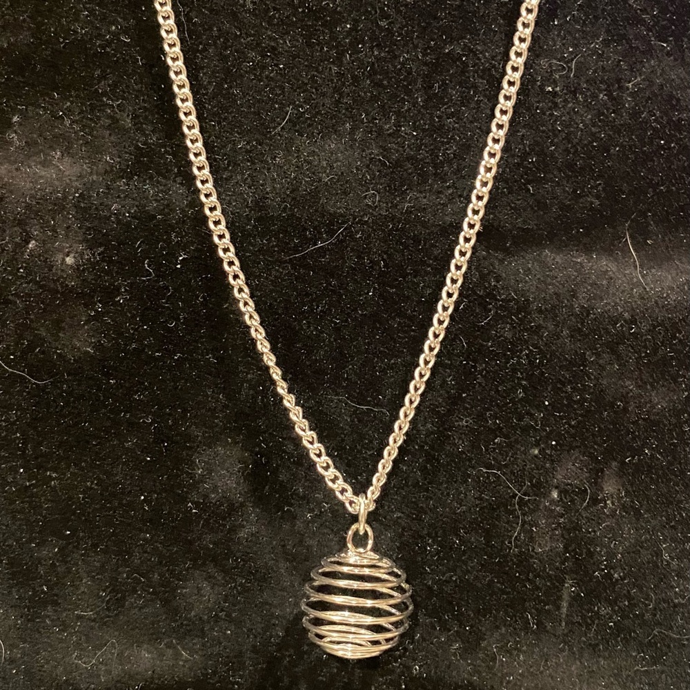 Silver Tone Spiral Pendant Necklace